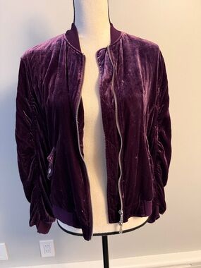 Rebecca Minkoff Velvet Bomber Jacket - Plum